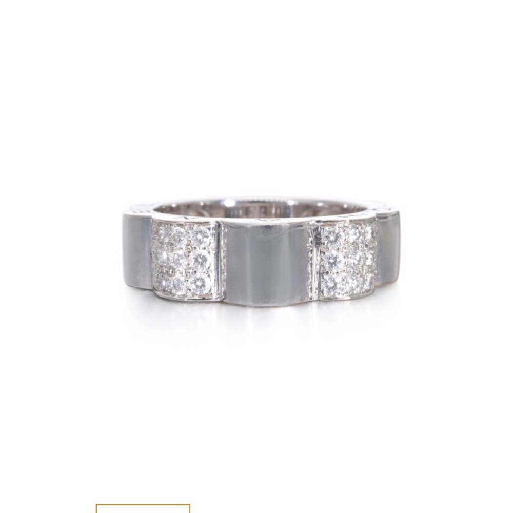 CHANEL 18k White Gold and Diamond Camelia Women's Ring Size 5.50